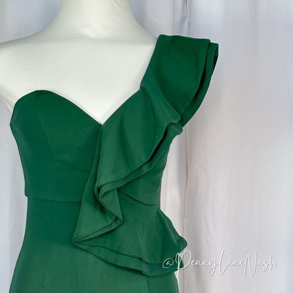 Hello Molly Caruso Ruffle One Shoulder Bodycon Dress Green - Picture 4 of 13